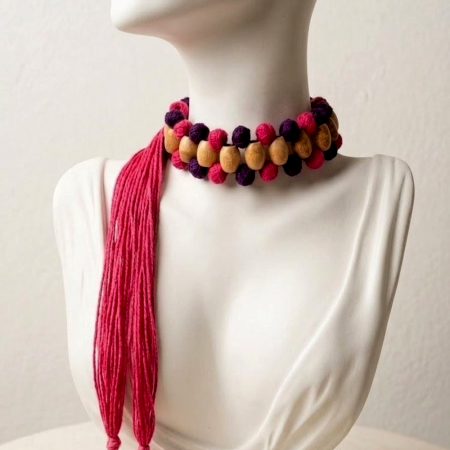 Handcrafted Jewelry Wooden Bead Choker Necklace